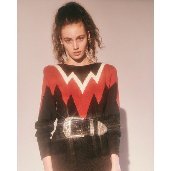 Vintage 80s Retro Angora Long Sleeve Midi Knit Sweater Dress Medium - Picture 9 of 10